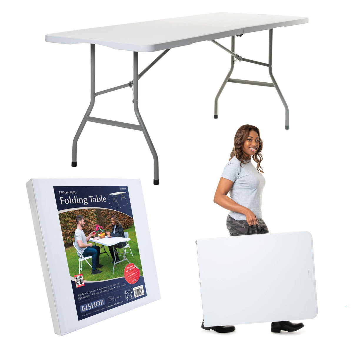 6ft (180cm) Rectangular Folding Trestle Table by Bishop® –