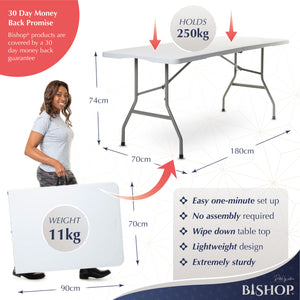 6ft (180cm) Rectangular Folding Trestle Table by Bishop®