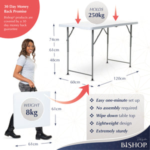 4ft (120cm) Rectangular Folding Trestle Table by Bishop®