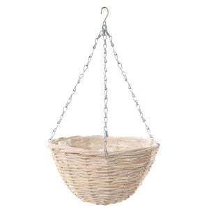 Country Rattan Wicker Hanging Basket Light Weave 30cm (12in)
