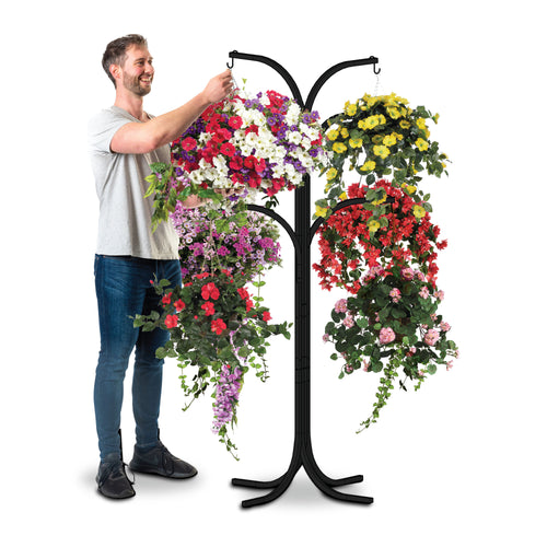 Bishop® Flower Hanging Basket Display Stand 6 Arm Black