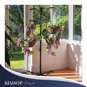 Bishop® Flower Hanging Basket Display Stand 4 Arm Black