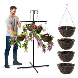 Bishop® Flower Hanging Basket Display Stand 4 Arm Black