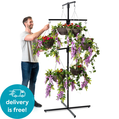 Bishop® Flower Hanging Basket Display Stand 6 Arm Black
