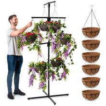 Load image into Gallery viewer, Bishop® Flower Hanging Basket Display Stand 6 Arm Black