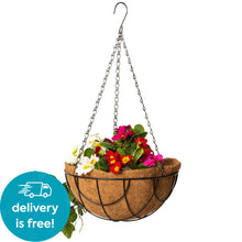 Load image into Gallery viewer, Ridgmont Wire Hoop Hanging Basket with Coconut Liner 30cm (12in)