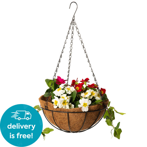 Ridgmont Wire Traditional Hanging Basket with Coconut Liner 30cm (12in)