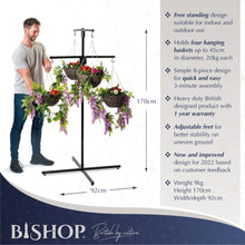 Load image into Gallery viewer, Bishop® Flower Hanging Basket Display Stand 4 Arm Black