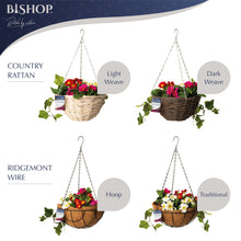Load image into Gallery viewer, Ridgmont Wire Traditional Hanging Basket with Coconut Liner 30cm (12in)