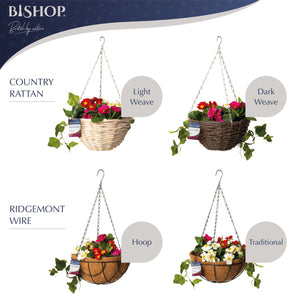 Ridgmont Wire Traditional Hanging Basket with Coconut Liner 30cm (12in)