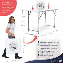 Load image into Gallery viewer, 4ft (120cm) Rectangular Folding Trestle Table by Bishop®