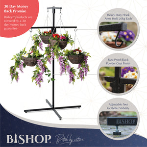 Bishop® Flower Hanging Basket Display Stand 4 Arm Black