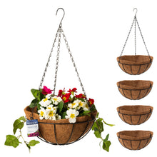 Load image into Gallery viewer, Ridgmont Wire Traditional Hanging Basket with Coconut Liner 30cm (12in)