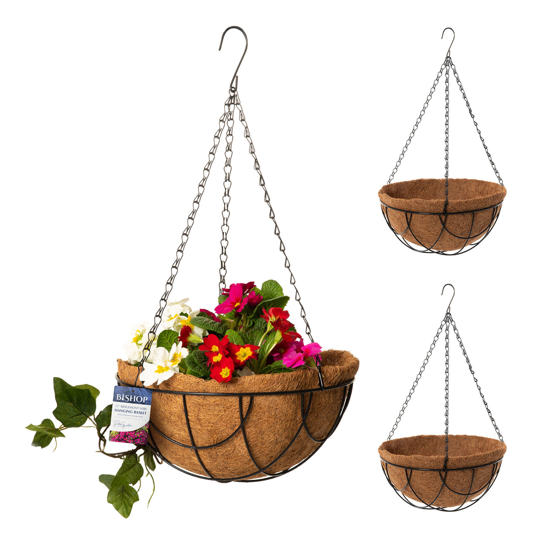 Ridgmont Wire Hoop Hanging Basket with Coconut Liner 30cm (12in)