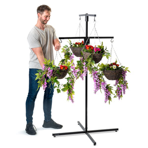 Bishop® Flower Hanging Basket Display Stand 4 Arm Black